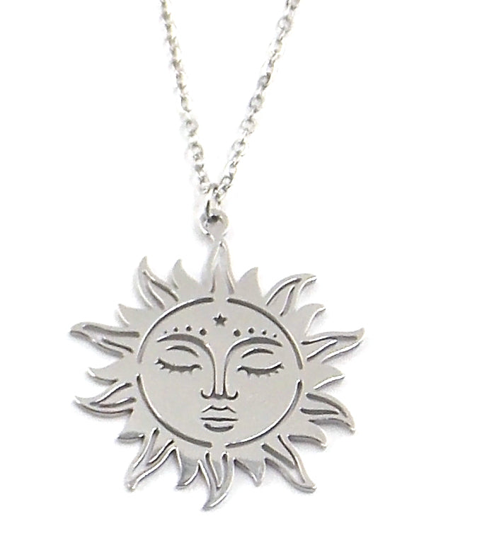 Colgante de acero en forma de sol (plateado)
