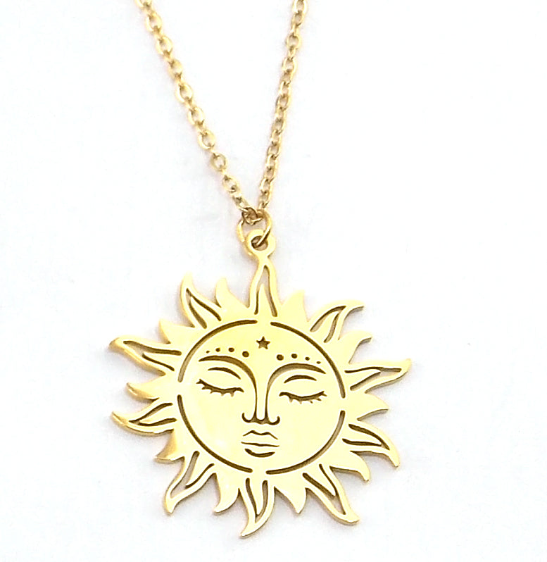 Colgante de acero en forma de sol (dorado)