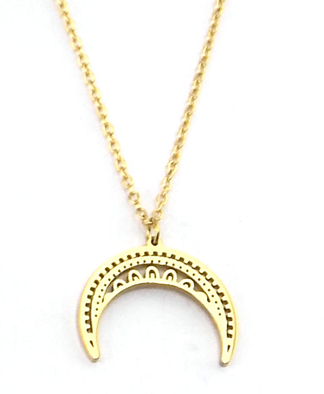 Colgante de acero en forma de luna (dorado)