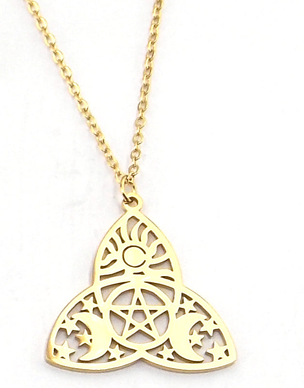 Colgante de acero en forma de triqueta (dorado)