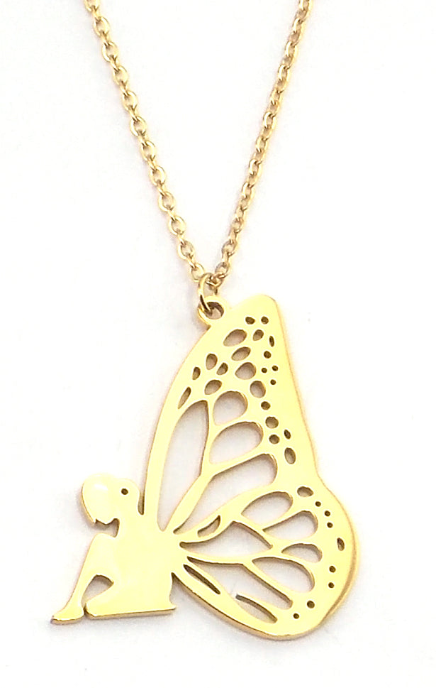 Colgante de acero en forma de hada (dorado)