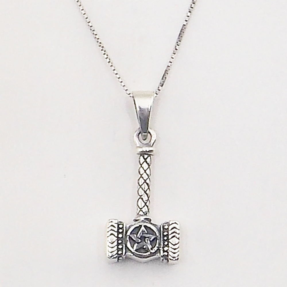 Colgante de plata de ley de martillo de Thor de 27x15mm aprox. Con cadena de 45cm