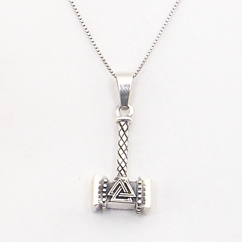 Colgante de plata de ley de martillo de Thor de 29x15mm aprox. Con cadena de 45cm