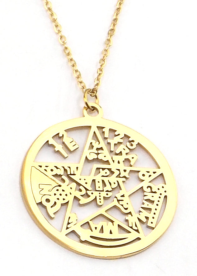 Colgante de acero en forma de Metatron (dorado)
