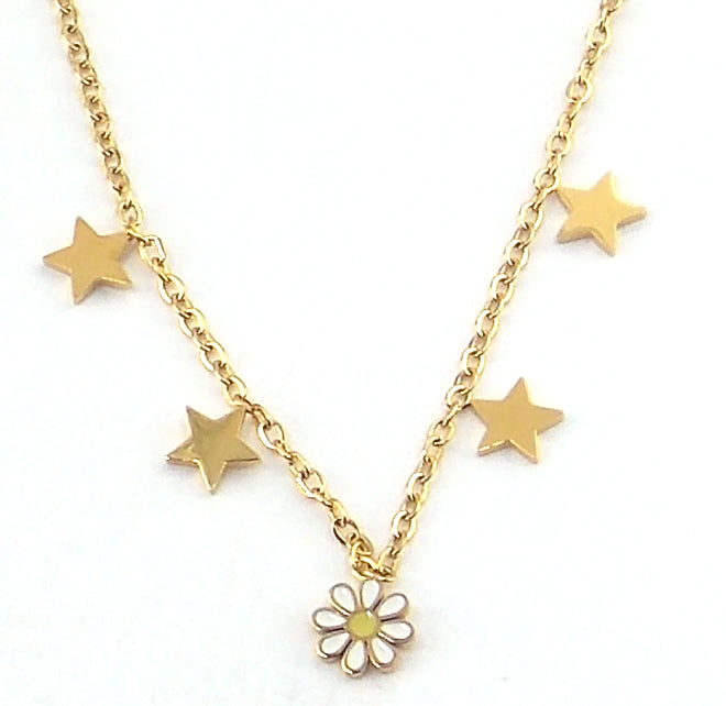 Colgante de acero en forma de flor (dorado)