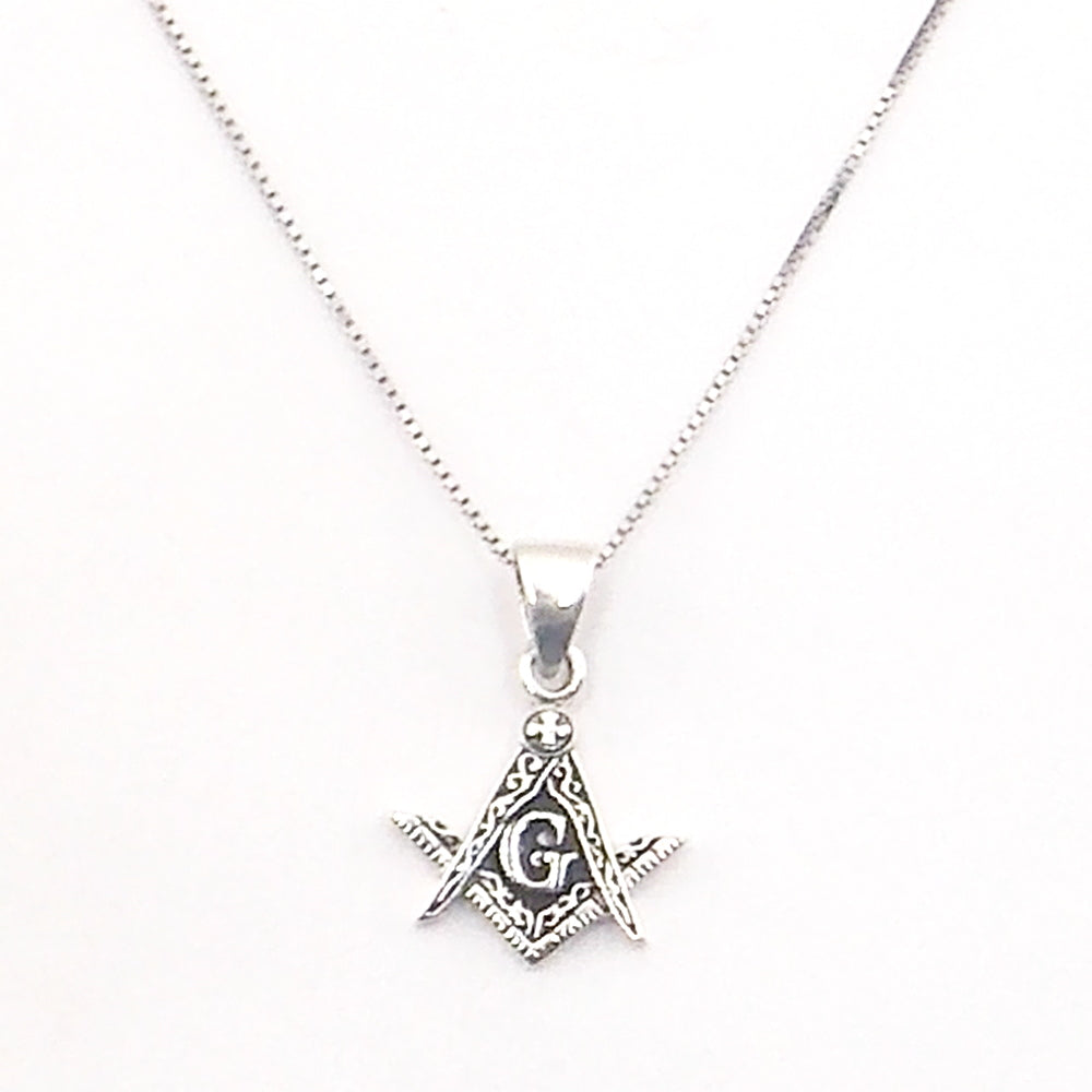 Colgante de plata de ley de Brujula Masonica de 20x18mm aprox. Con cadena de 45cm