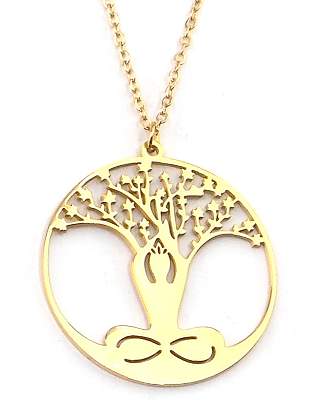 Colgante de acero en forma de persona meditando (dorado)