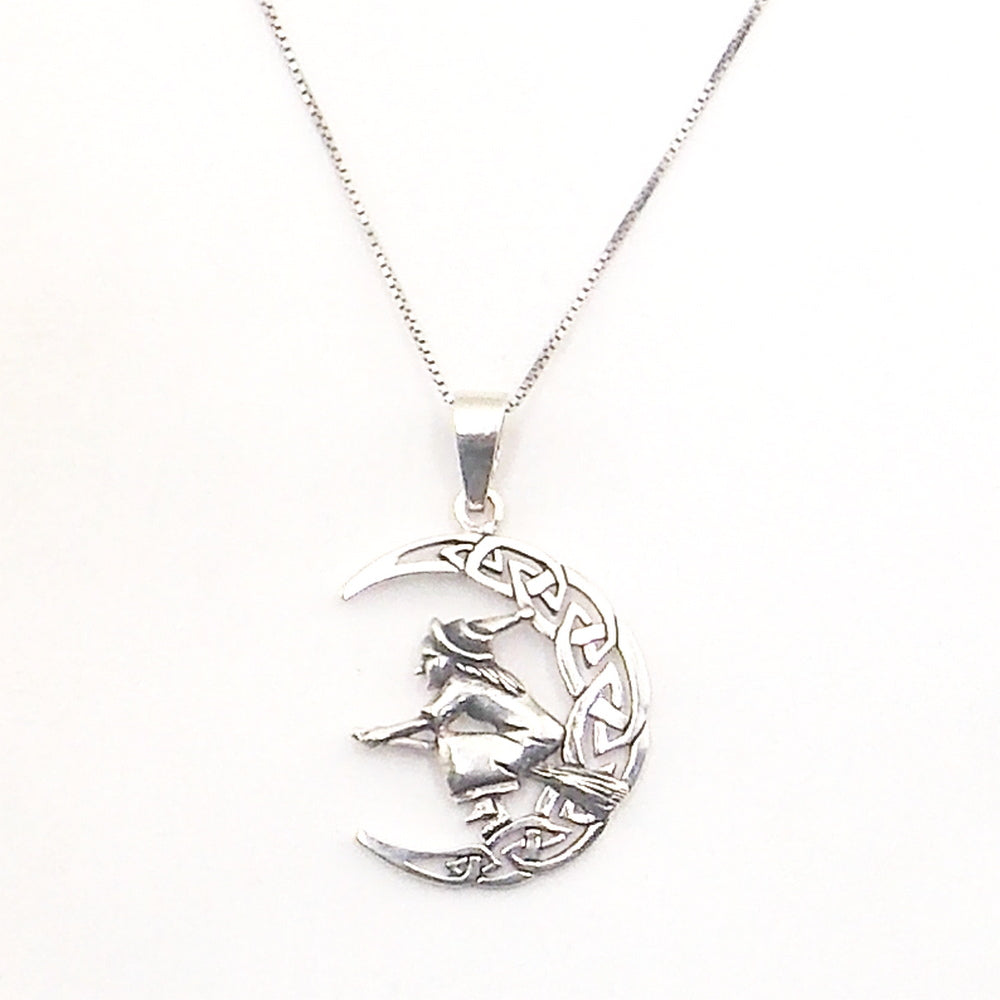 Colgante de plata de ley de bruja de 33x25mm aprox. Con cadena de 45cm