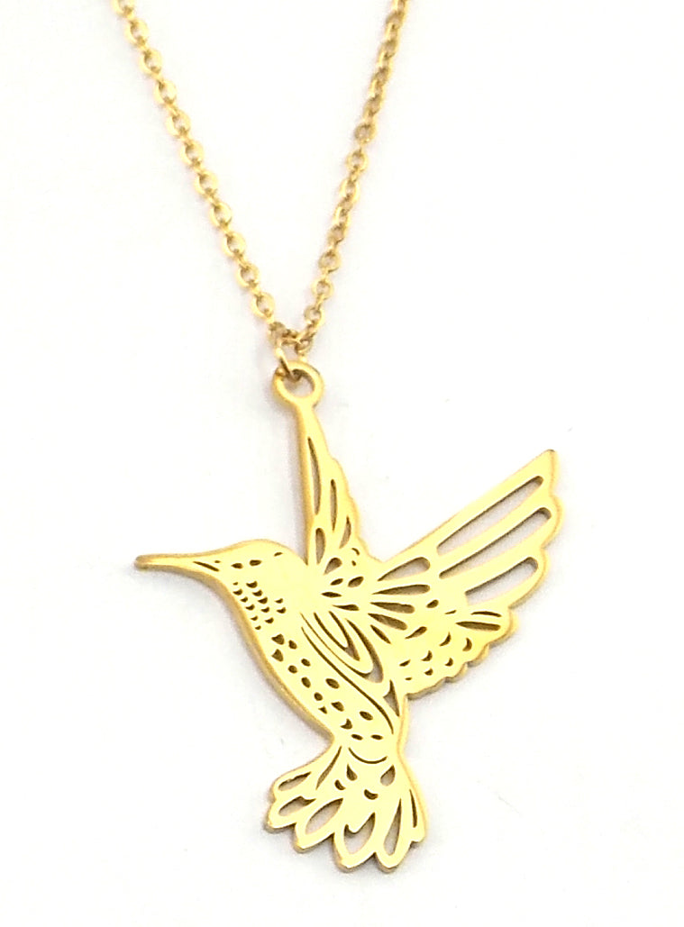 Colgante de acero en forma de colibri (dorado)