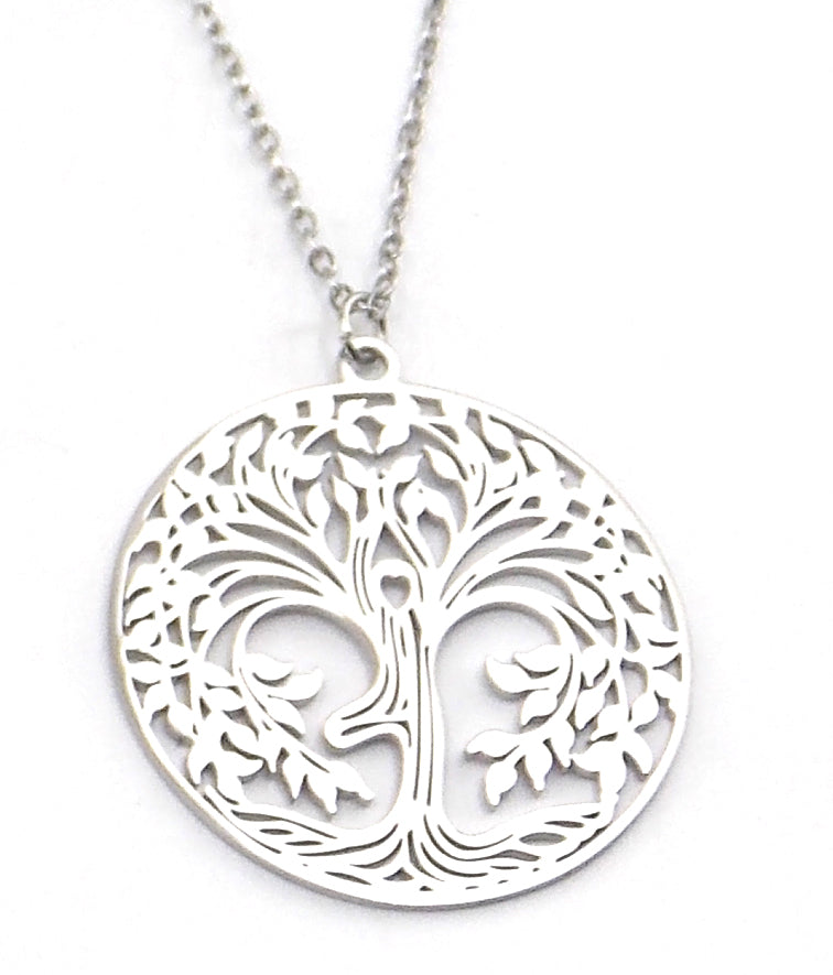 Colgante de acero en forma de árbol de la vida (plateado)