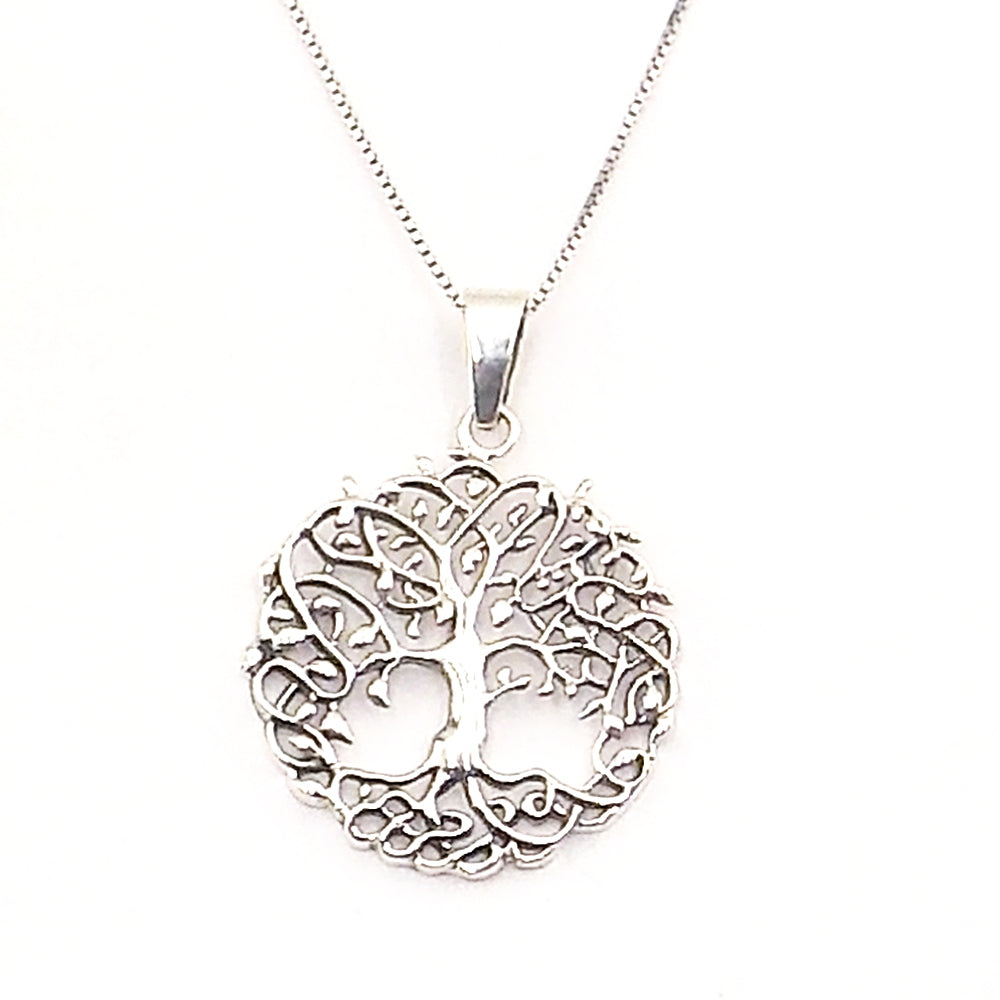 Colgante de plata de ley de Arbol de la vida de 30mm aprox. Con cadena de 45cm