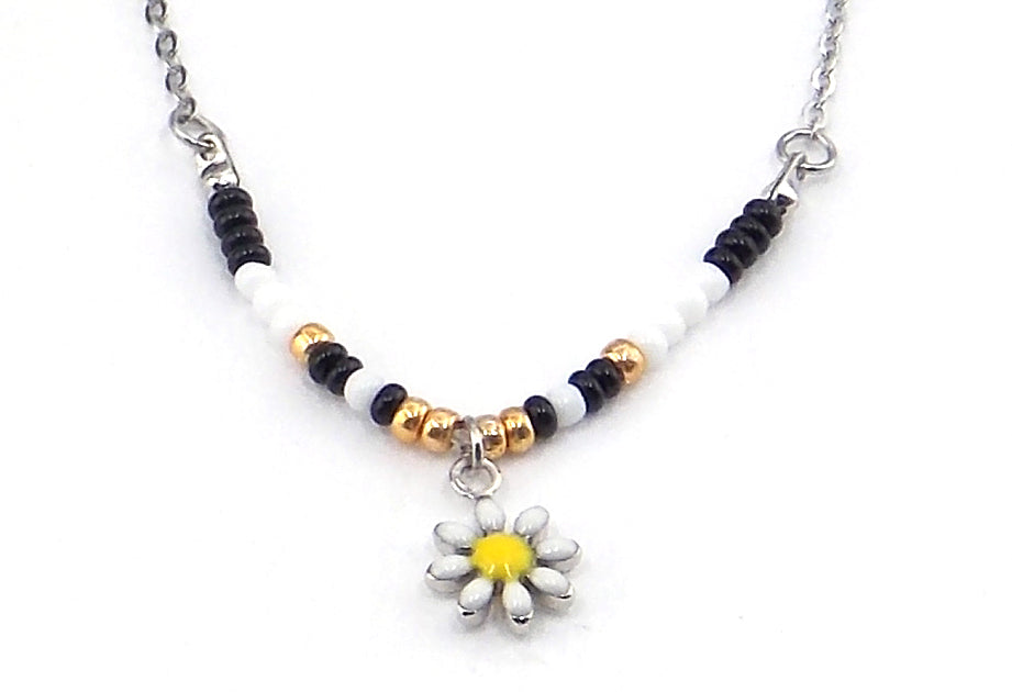 Colgante de acero en forma de flor (plateado)