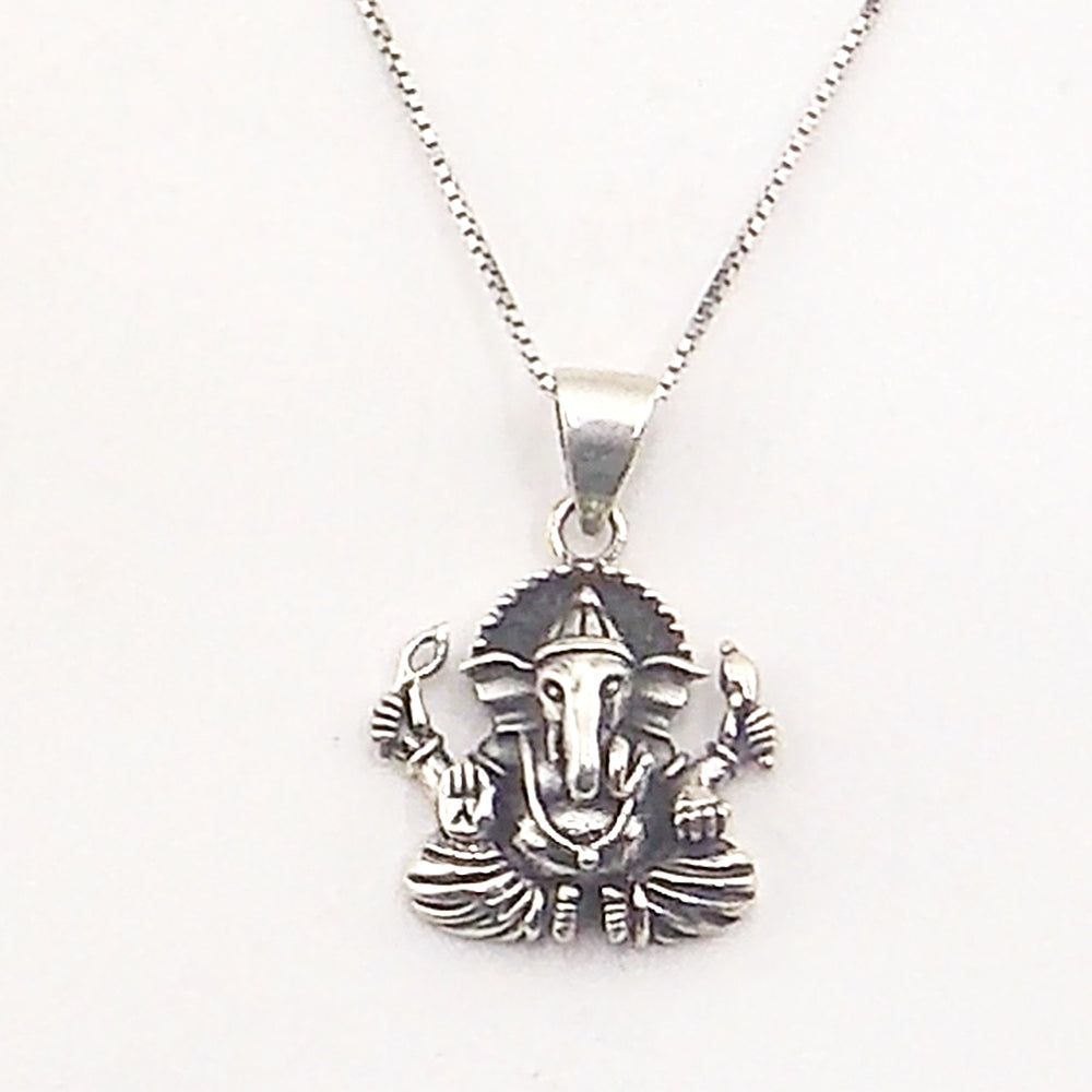 Colgante de plata de ley de Ganesha de 20x20mm aprox. Con cadena de 45cm