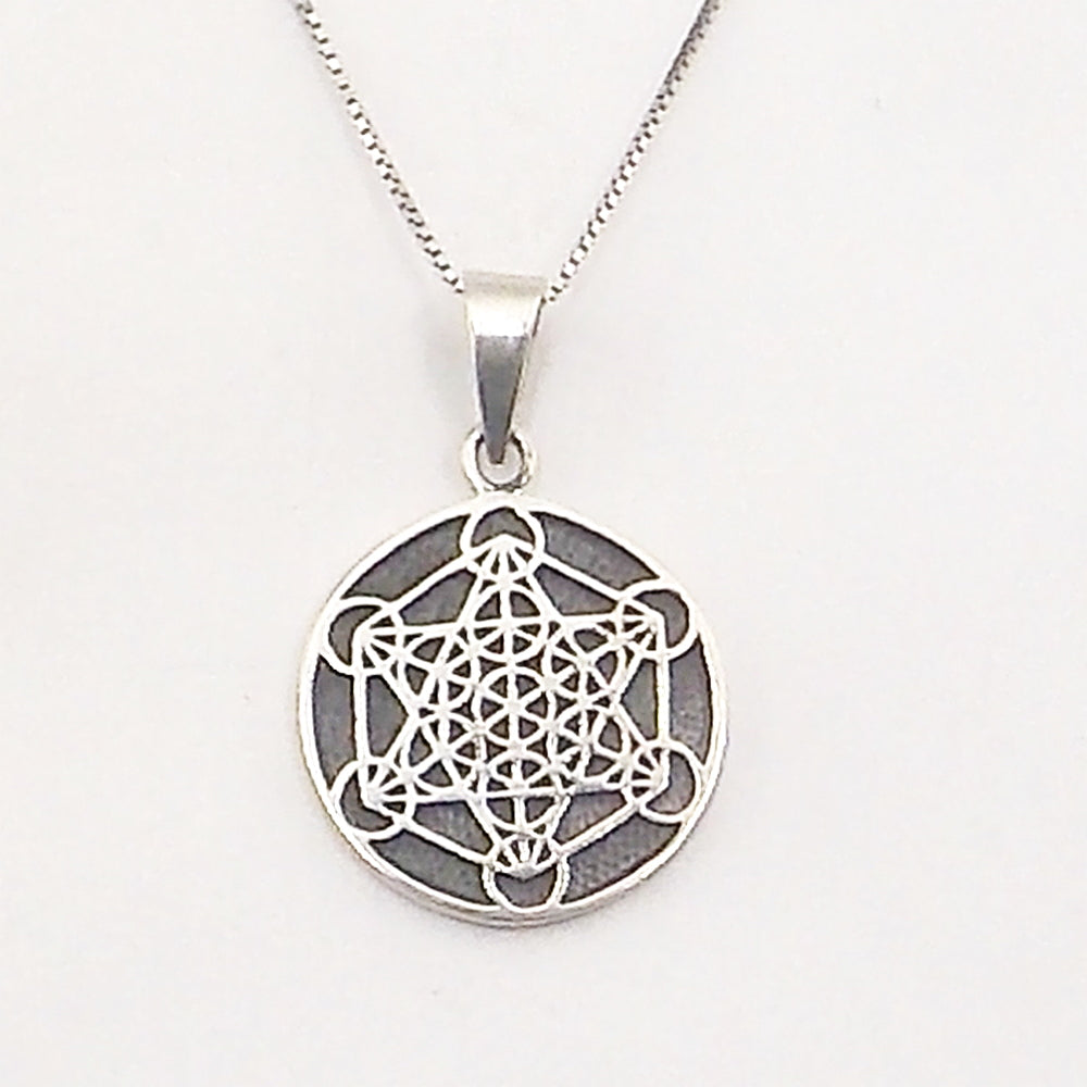 Colgante de plata de ley de Metatron de 24mm aprox. Con cadena de 45cm