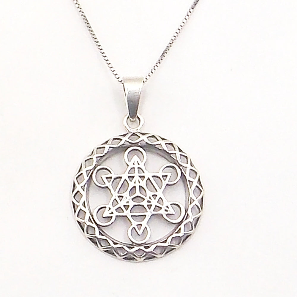 Colgante de plata de ley de Metatron de 30mm aprox. Con cadena de 45cm