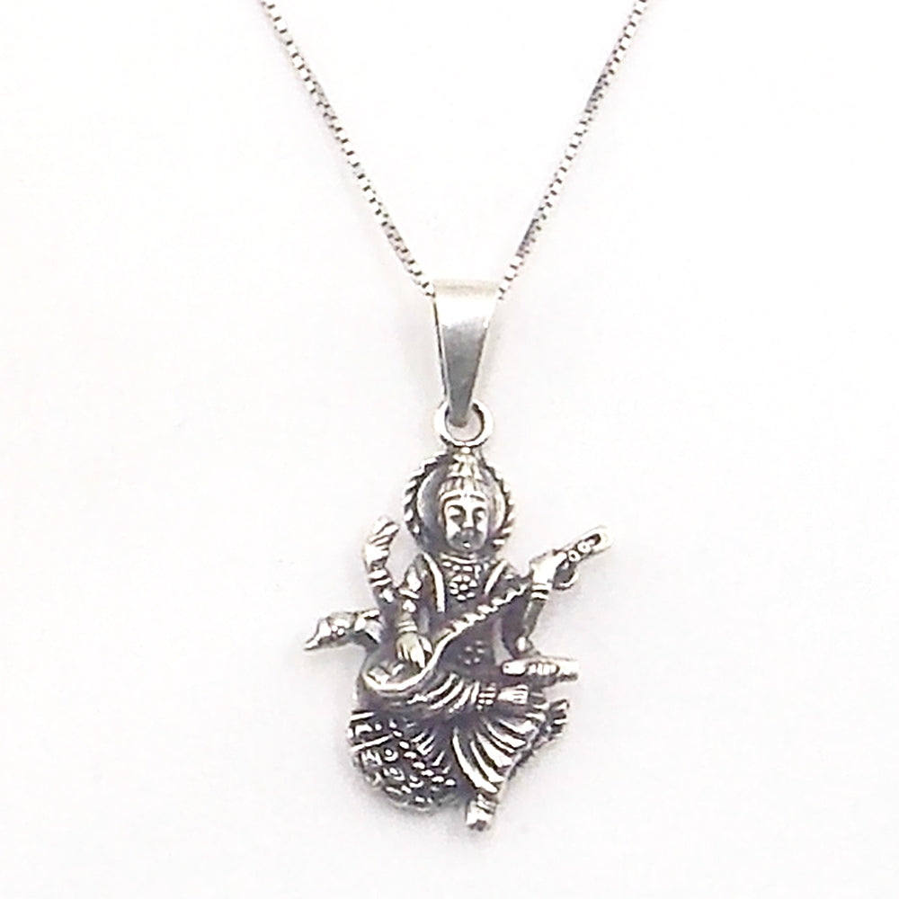 Colgante de plata de ley de Saraswati de 30x20mm aprox. Con cadena de 45cm