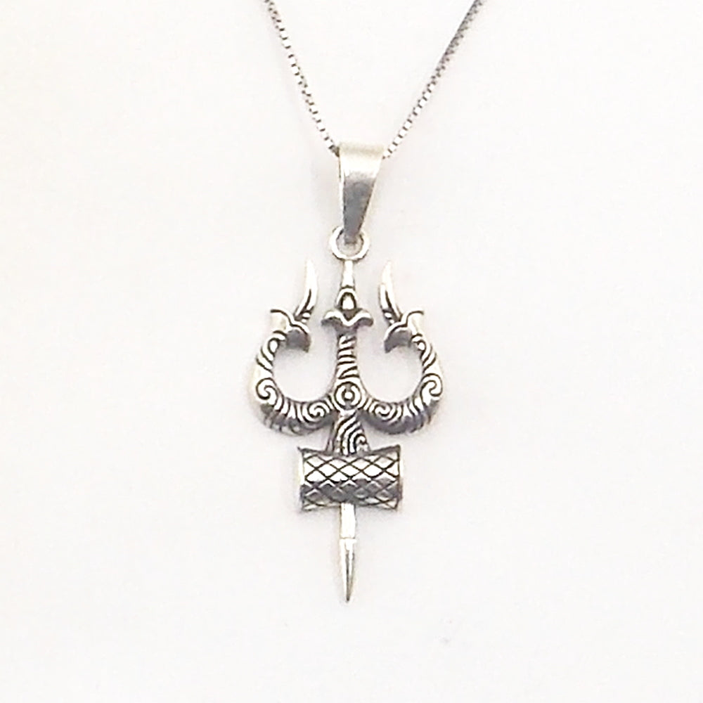 Colgante de plata de ley de Trishul de 36x20mm aprox. Con cadena de 45cm