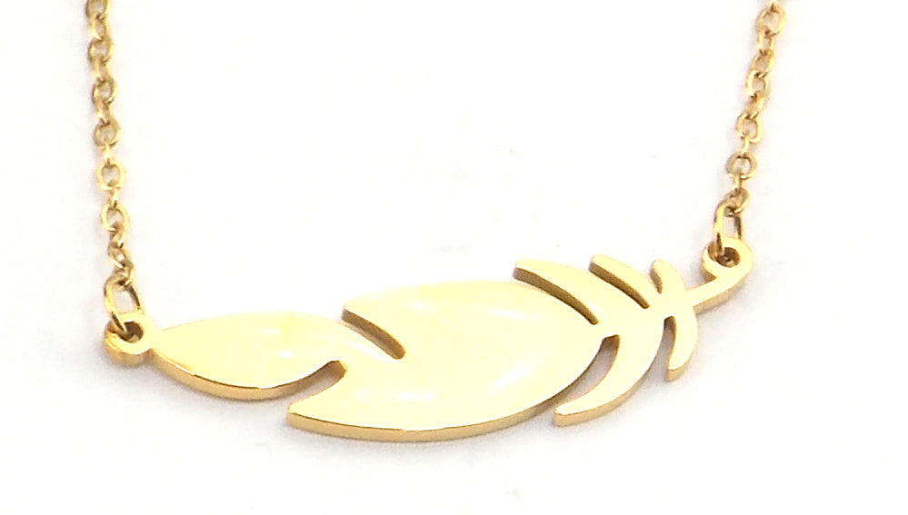 Colgante de acero en forma de pluma (dorado)