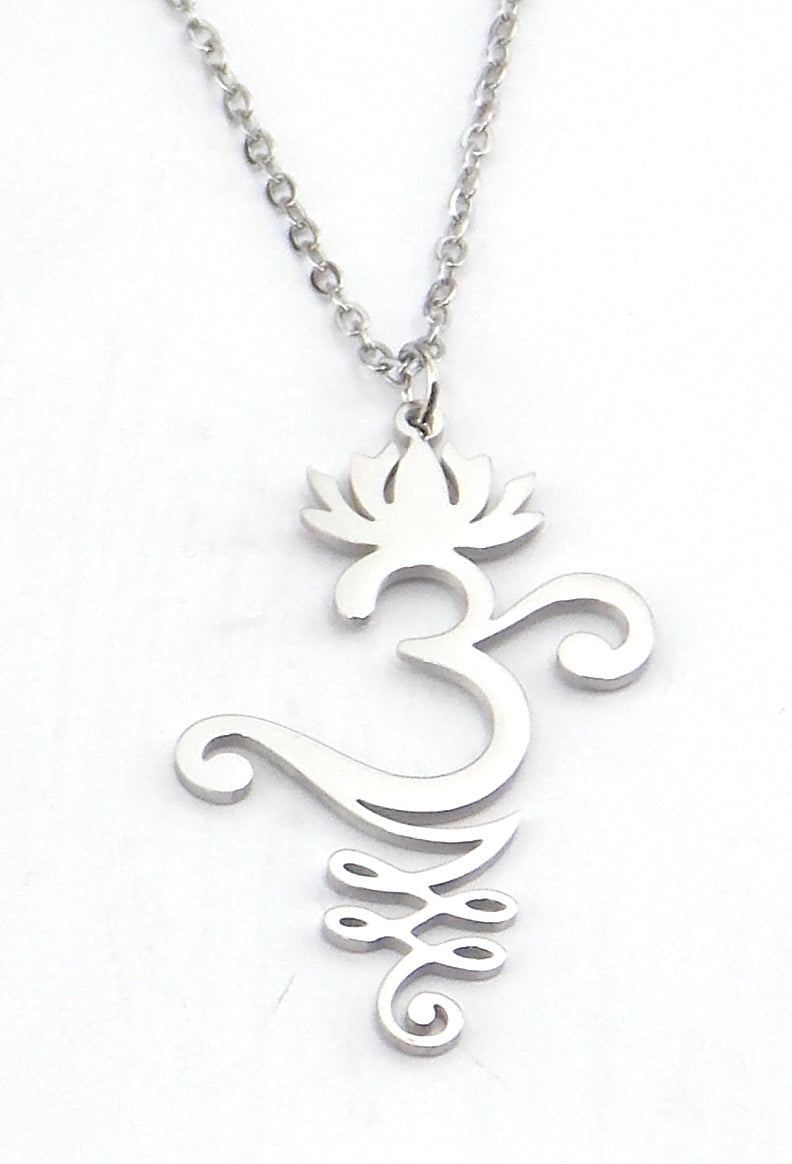 Colgante de acero en forma de Om (plateado)