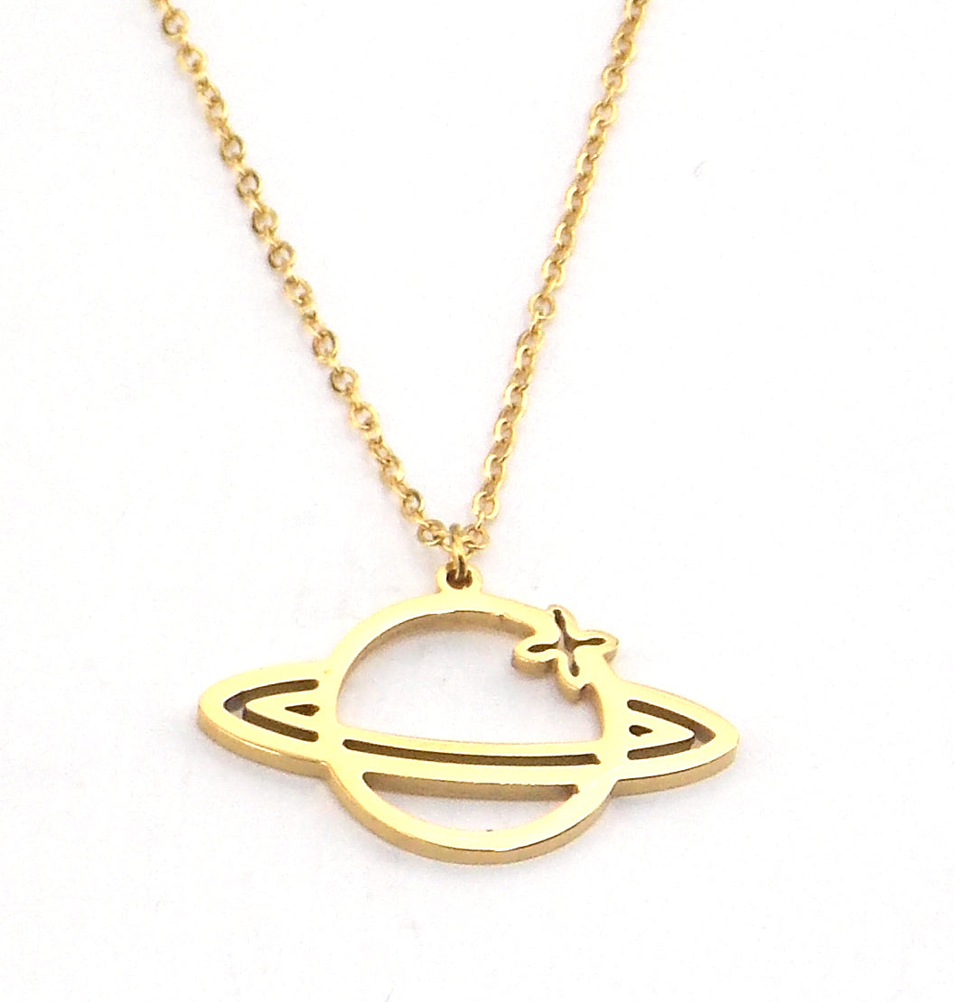 Colgante de acero en forma de planeta (dorado)