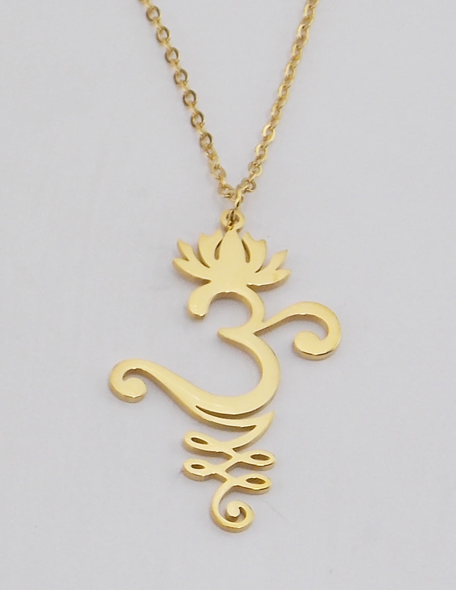 Colgante de acero en forma de Om (dorado)