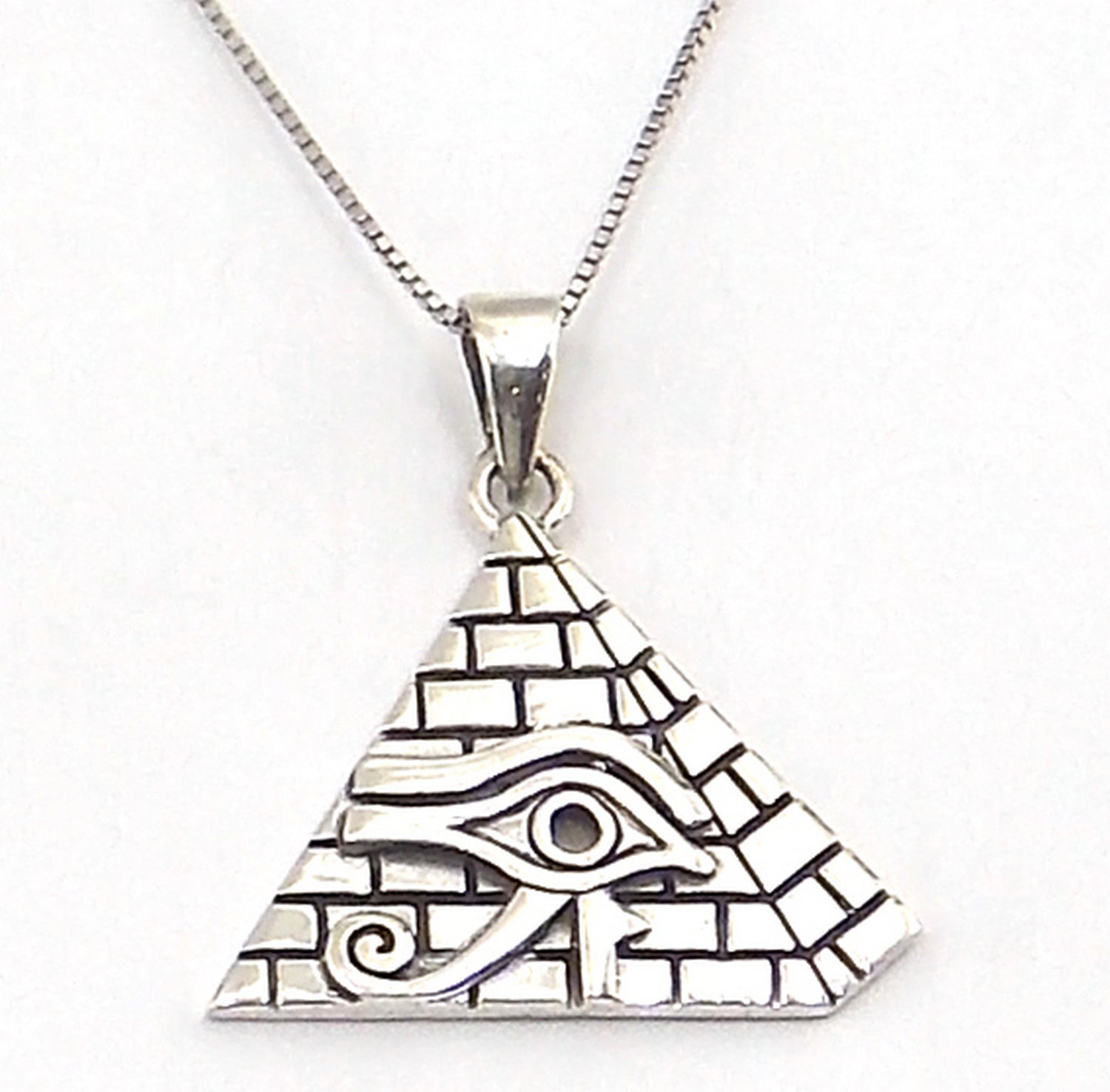 Colgante de plata de ley de Ojo de Horus de 27x30mm con cadena de 45cm