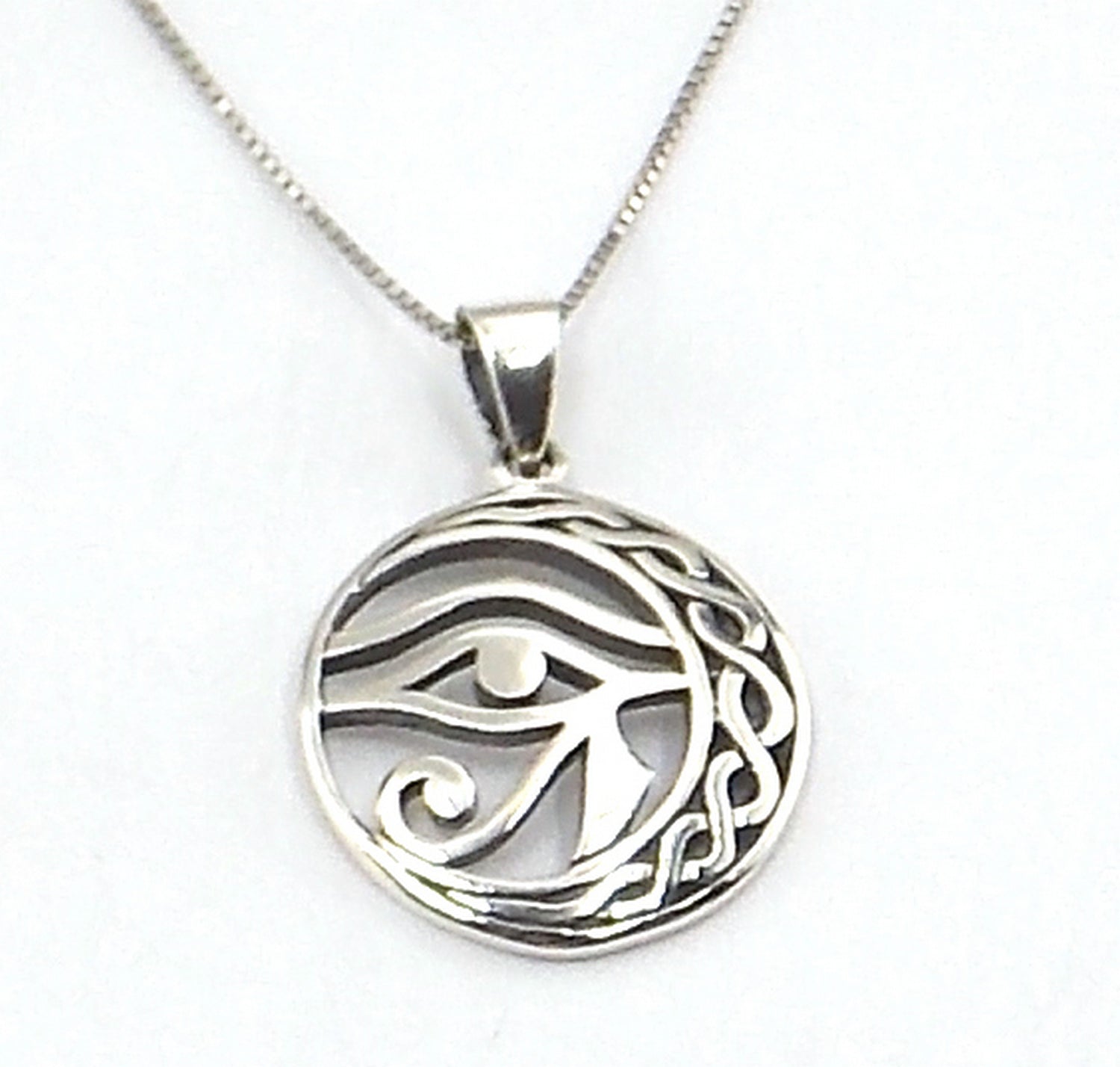 Colgante de plata de ley de Ojo de Horus de 23mm con cadena de 45cm