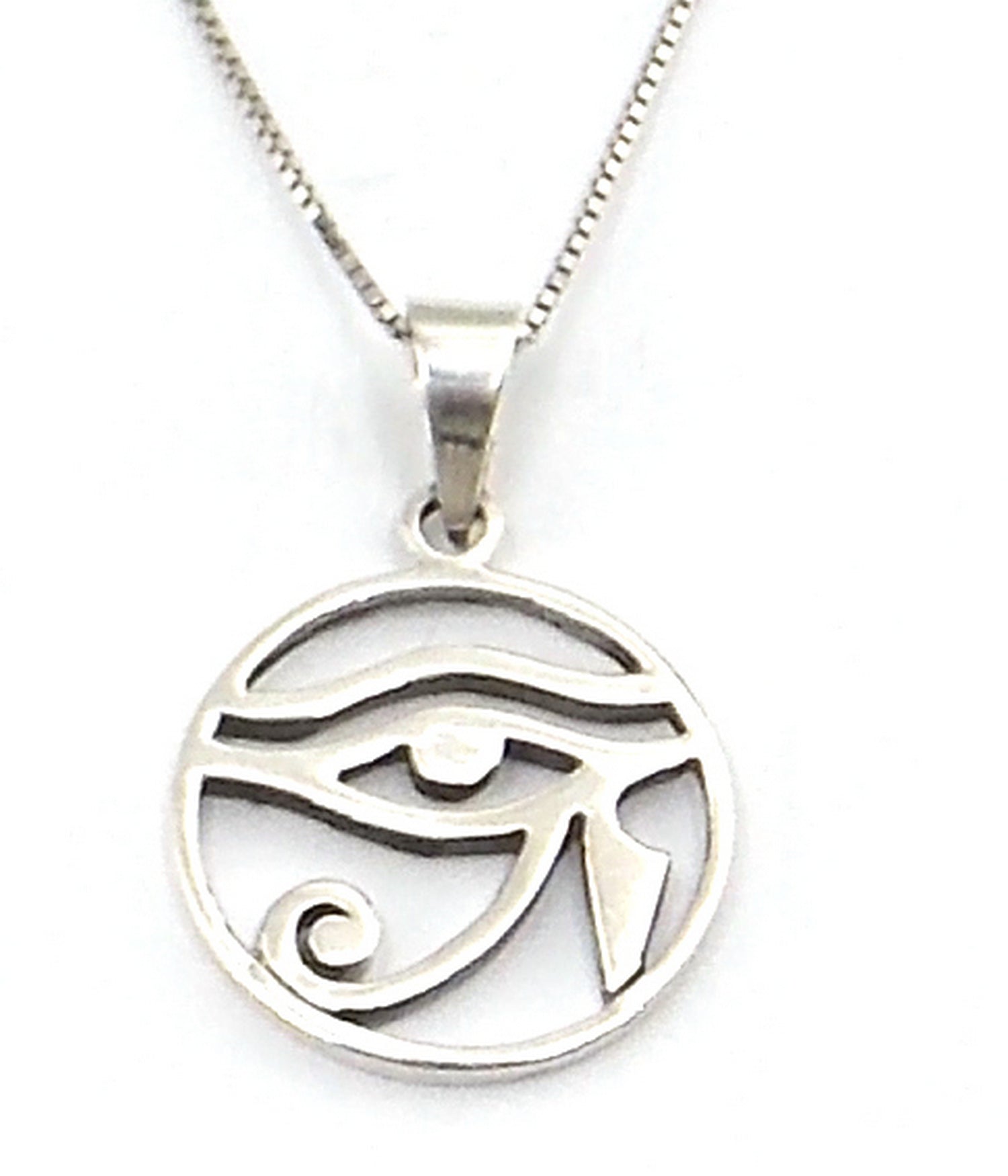 Colgante de plata de ley de Ojo de Horus de 20mm con cadena de 45cm