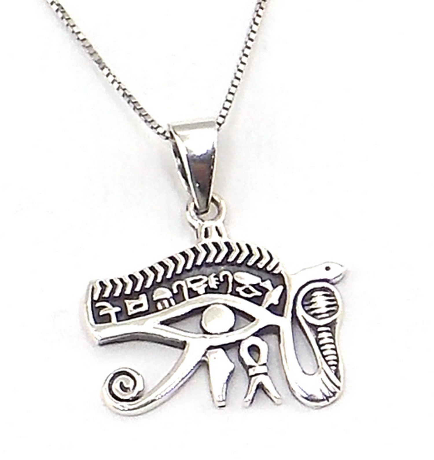 Colgante de plata de ley de Ojo de Horus de 20x25mm con cadena de 45cm