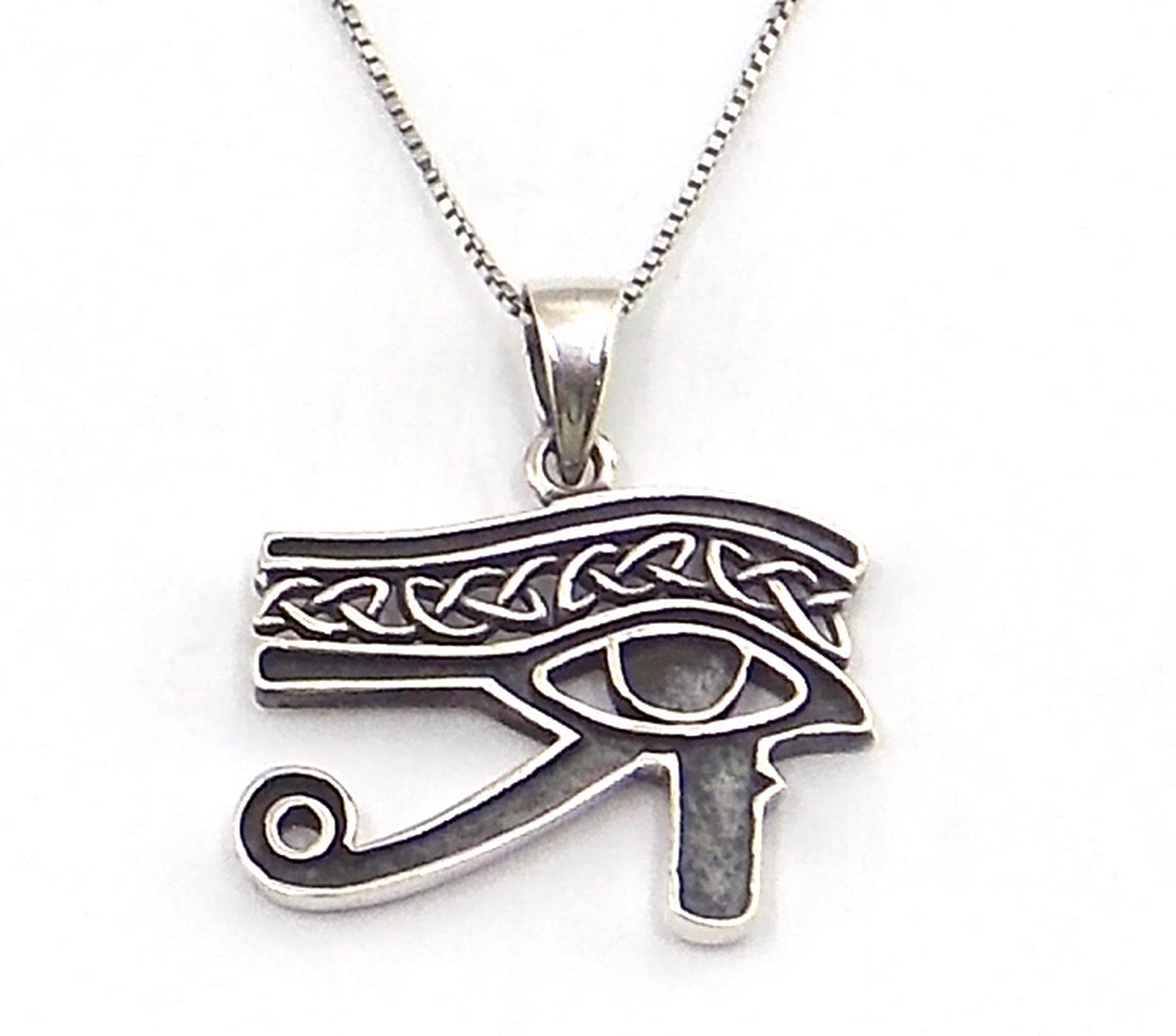 Colgante de plata de ley de Ojo de Horus de 25x26mm con cadena de 45cm