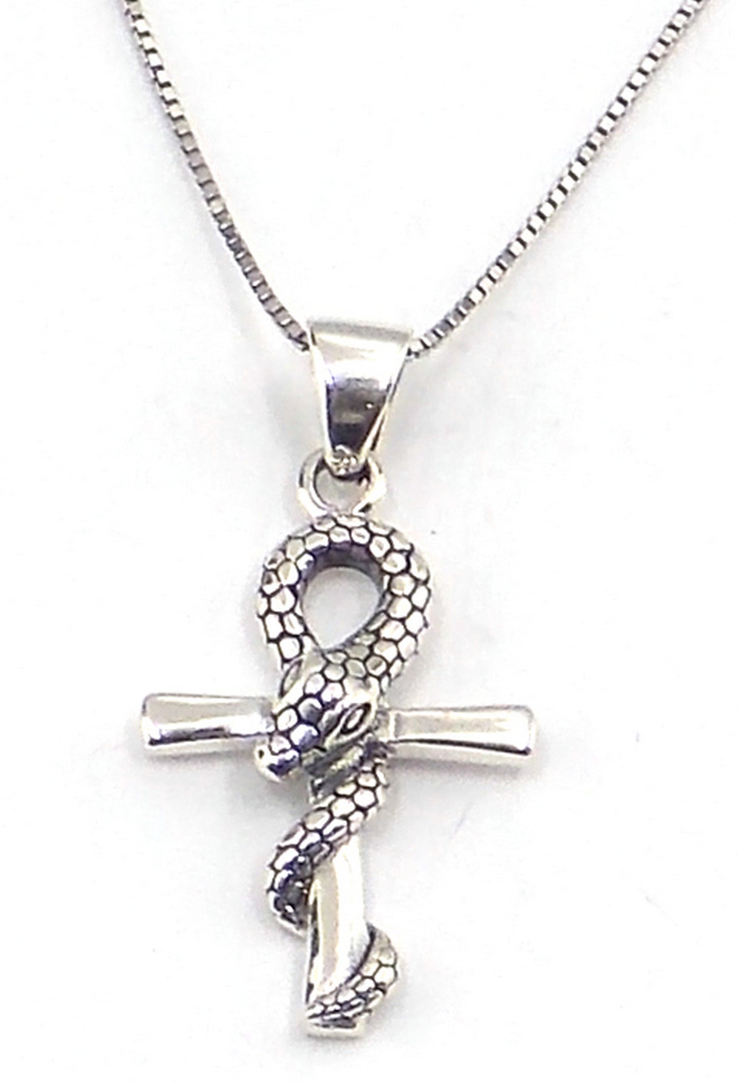 Colgante de plata de ley de Ankh de 29x18mm con cadena de 45cm