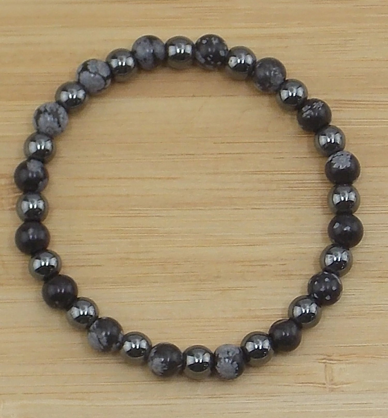 Pulsera coraje y protección (Obsidiana nevada y Hematita)