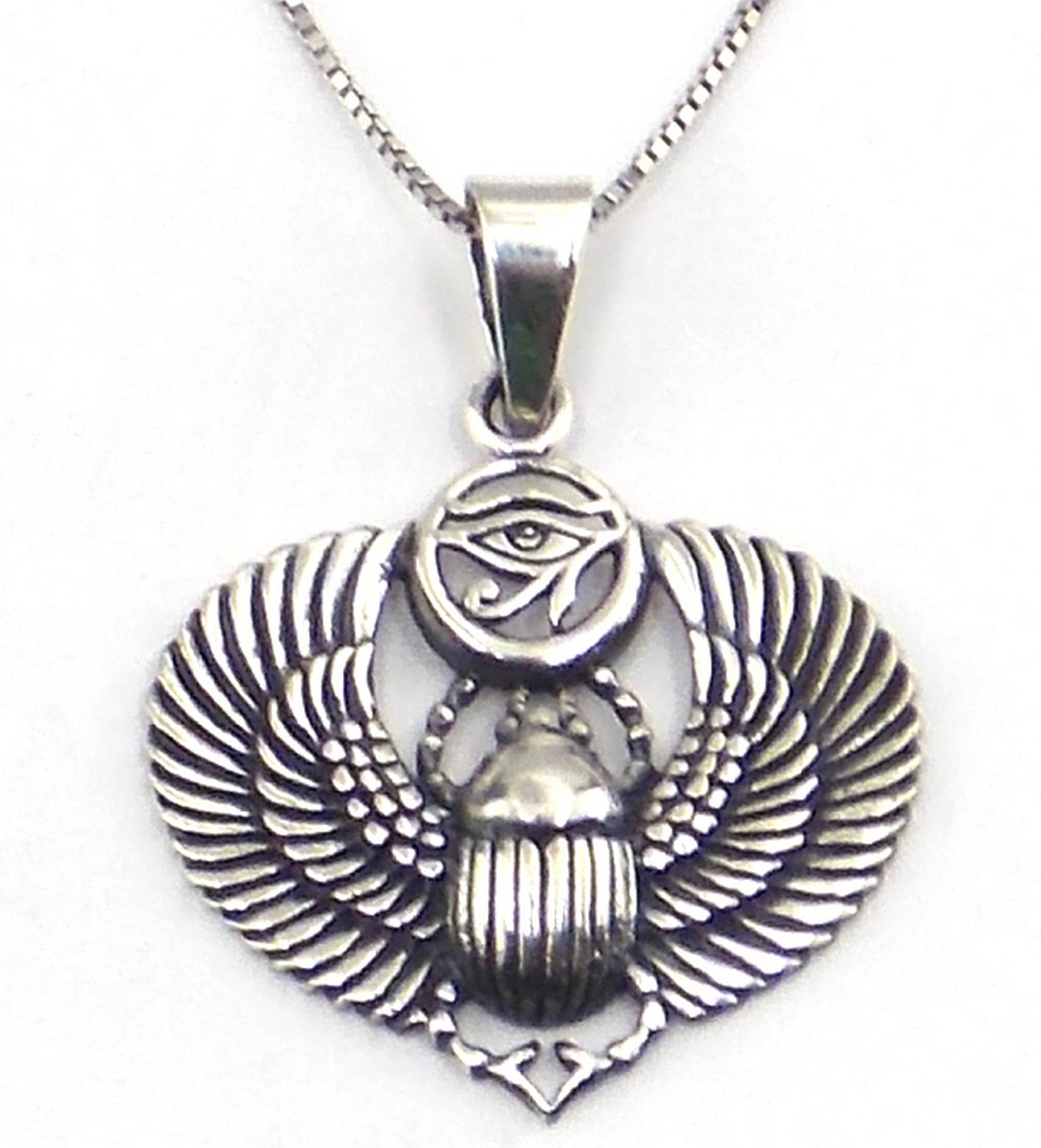 Colgante de plata de ley de escarabajo con Ojo de Horus de 29x28mm aprox. con cadena de 45cm