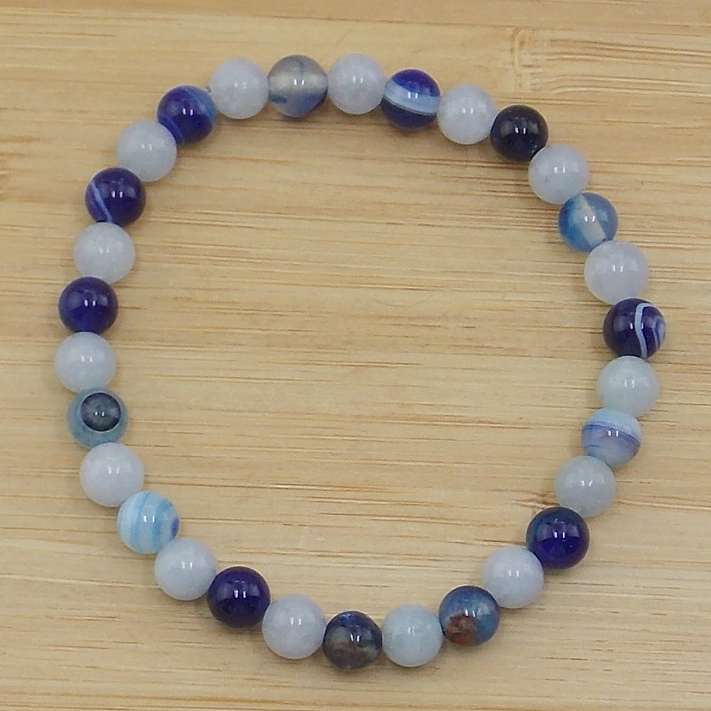 Pulsera cielos despejados (Aguamarina y Ágata azul)