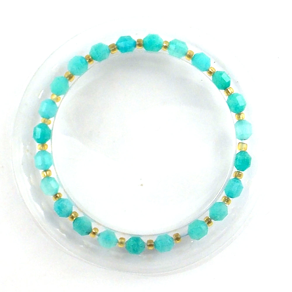 Pulsera de piedra natural de Amazonita facetada de 6mm