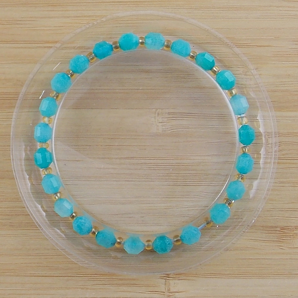 Pulsera de piedra natural de Amazonita facetada de 6mm