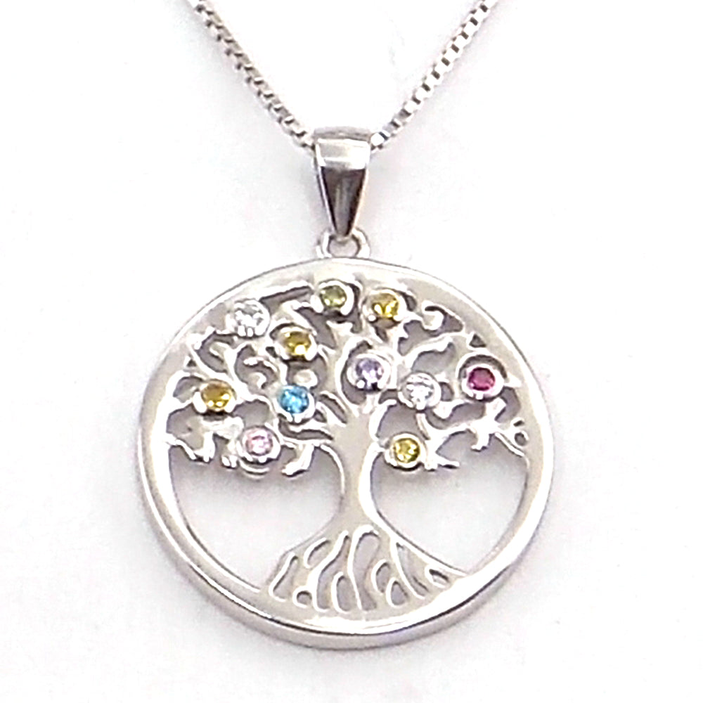 Colgante de plata de ley de Árbol de la vida de 22mm aprox. Con cadena de 45cm