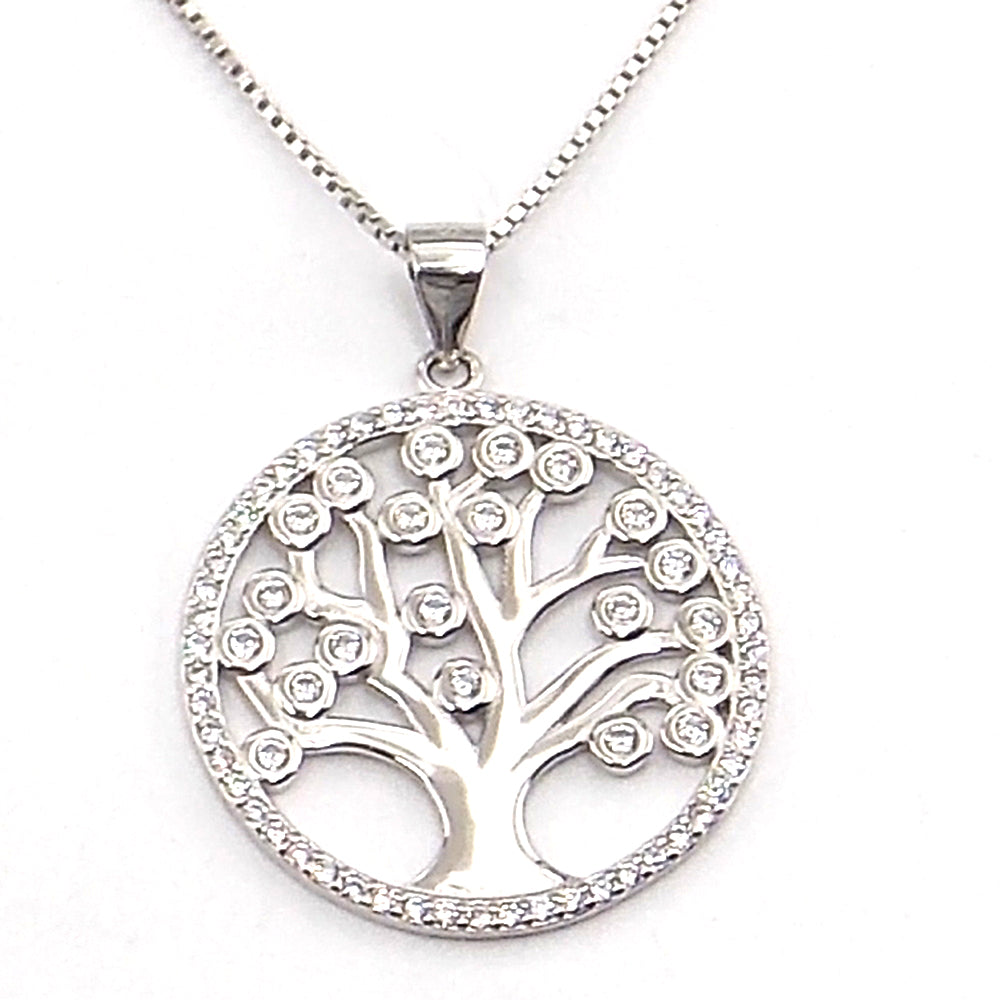 Colgante de plata de ley de Árbol de la vida de 25mm aprox. Con cadena de 45cm