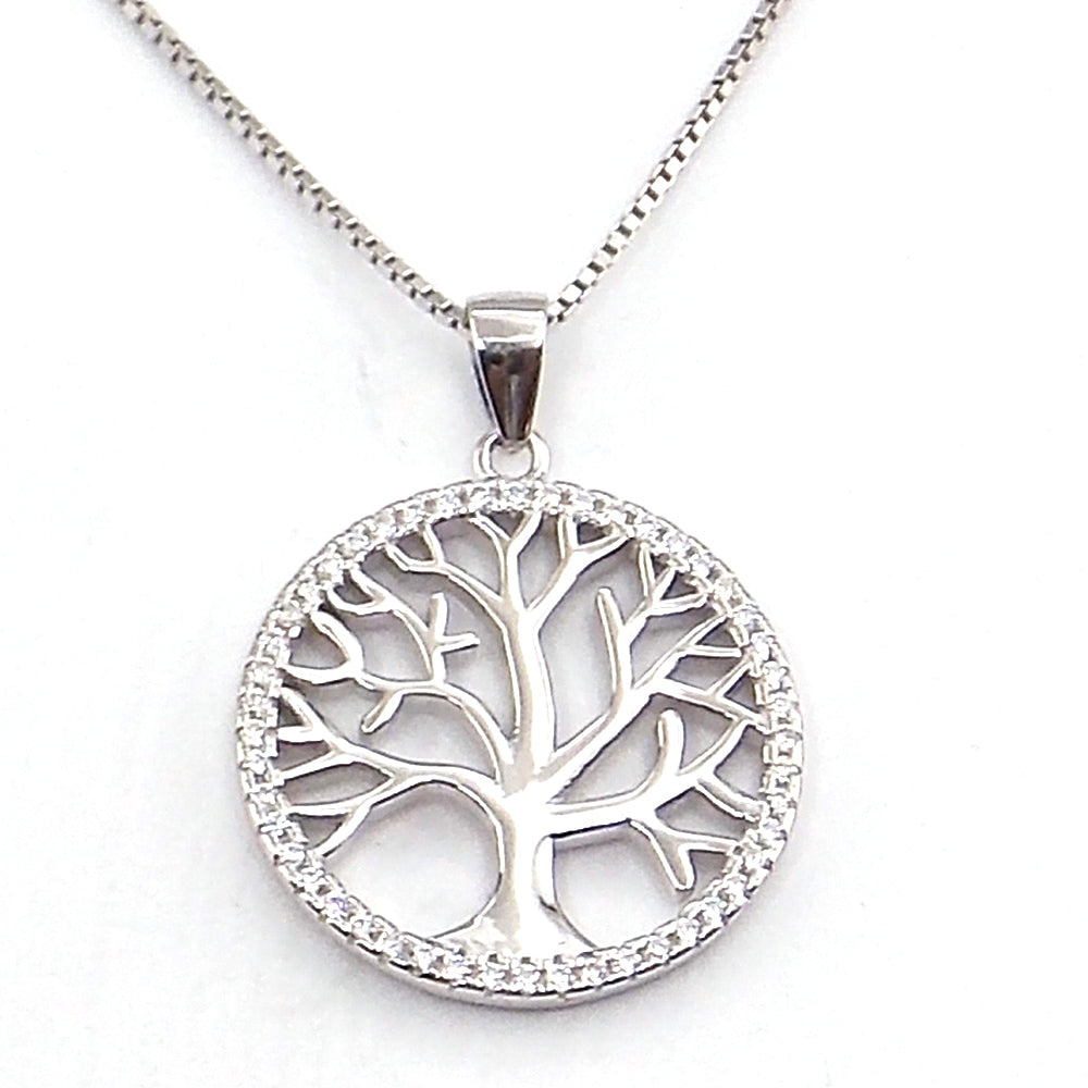 Colgante de plata de ley de Árbol de la vida de 20mm aprox. Con cadena de 45cm