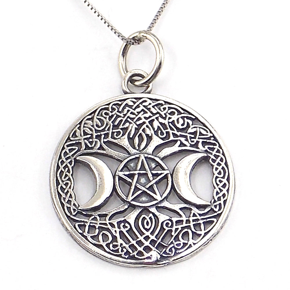 Colgante de plata de ley de Árbol de la vida de 33mm aprox. Con cadena de 45cm