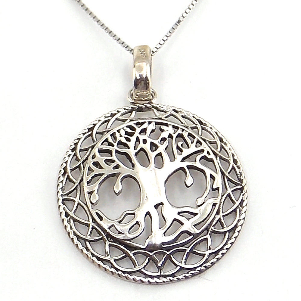 Colgante de plata de ley de Árbol de la vida de 30mm aprox. Con cadena de 45cm