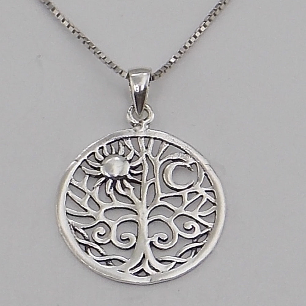 Colgante de plata de ley de Árbol de la vida de 20mm aprox. Con cadena de 45cm