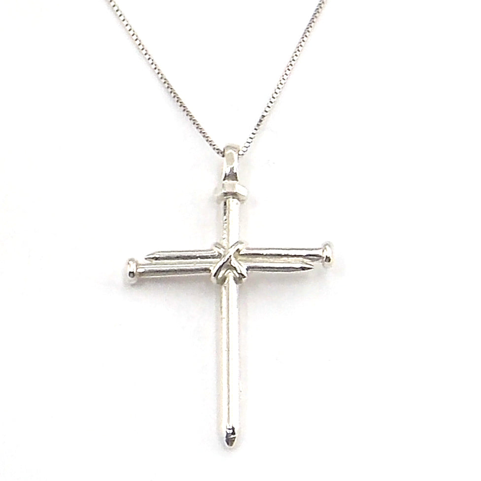 Colgante de plata de ley de la Cruz Cristiana de 50x31mm aprox. Con cadena de 45cm