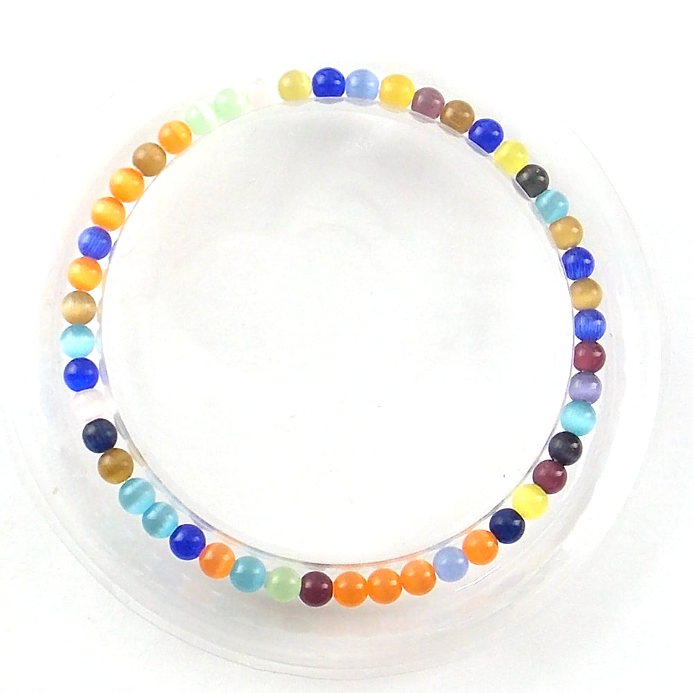 Pulsera de piedra natural de Ojo de gato de 4mm