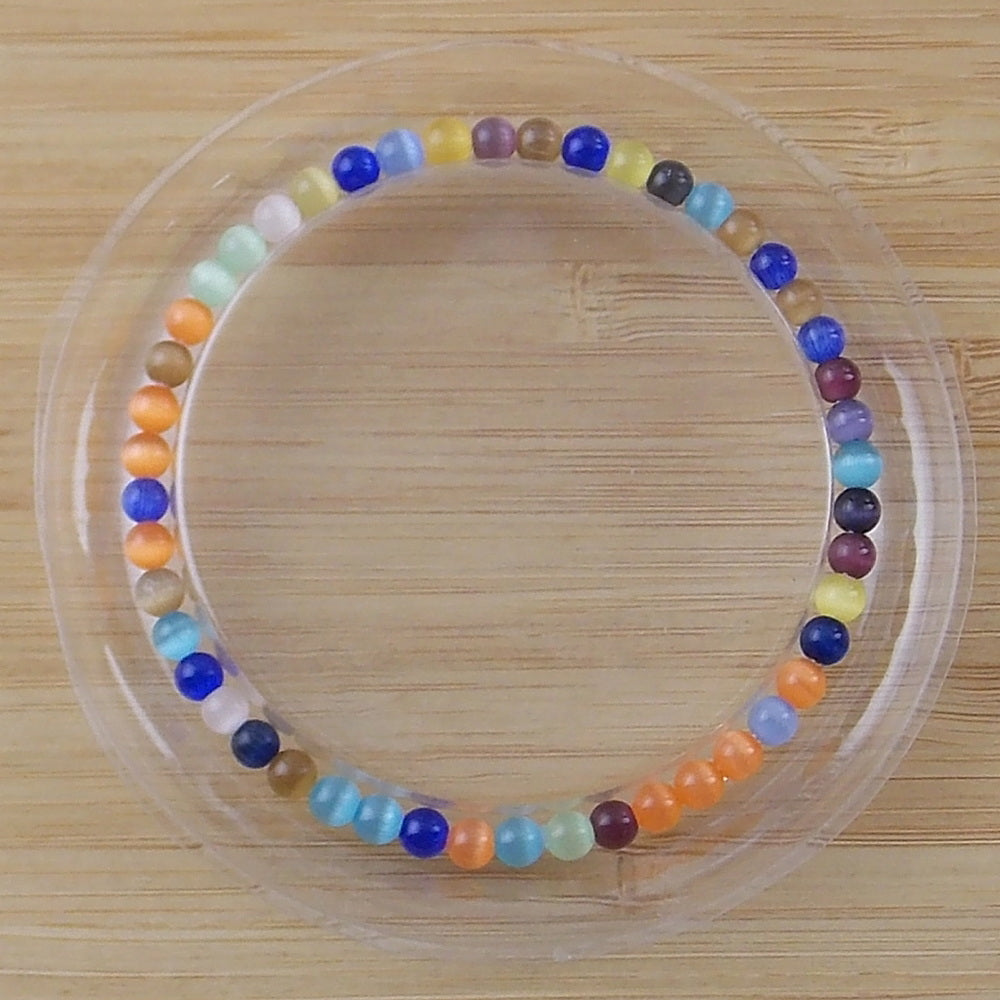 Pulsera de piedra natural de Ojo de gato de 4mm