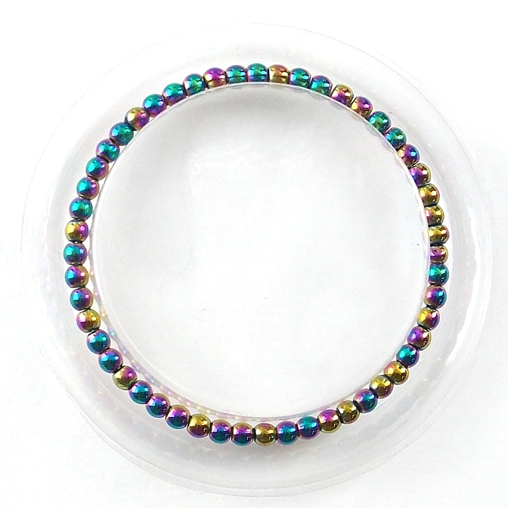 Pulsera de piedra natural de Hematita arcoíris de 4mm