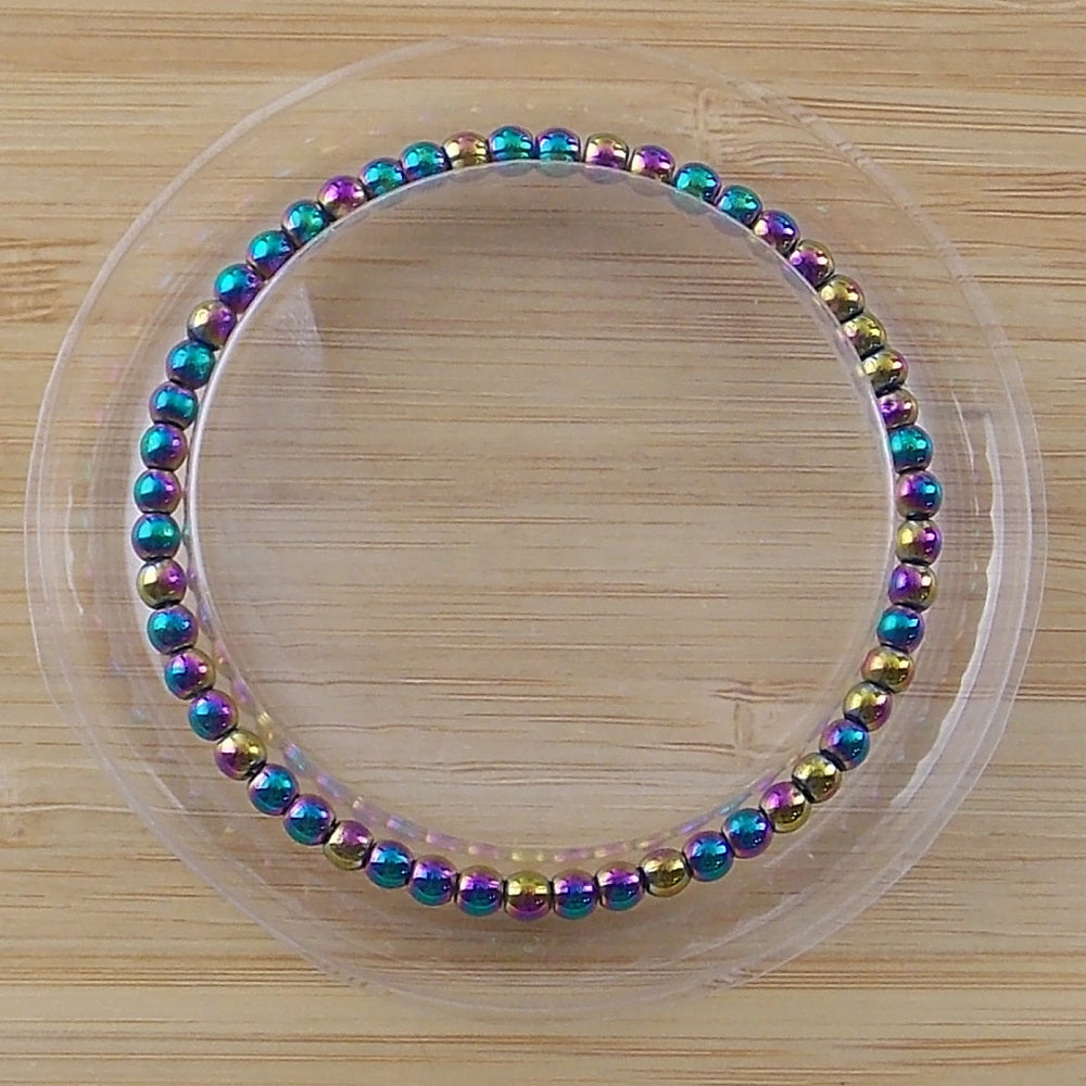 Pulsera de piedra natural de Hematita arcoíris de 4mm