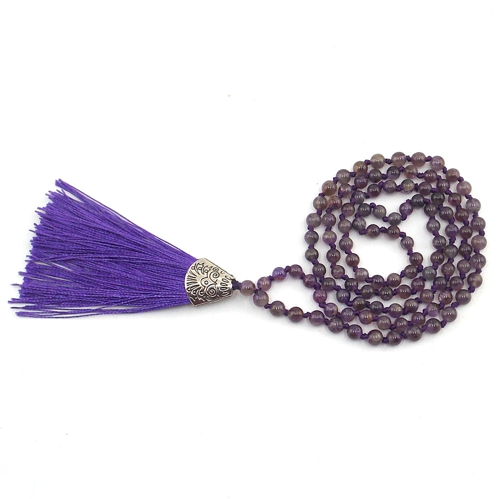 Jap Mala de 108 ctas. de 6mm de piedra natural de Amatista