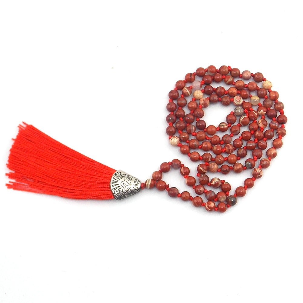 Jap Mala de 108 ctas. de 6mm de piedra natural de Jaspe rojo