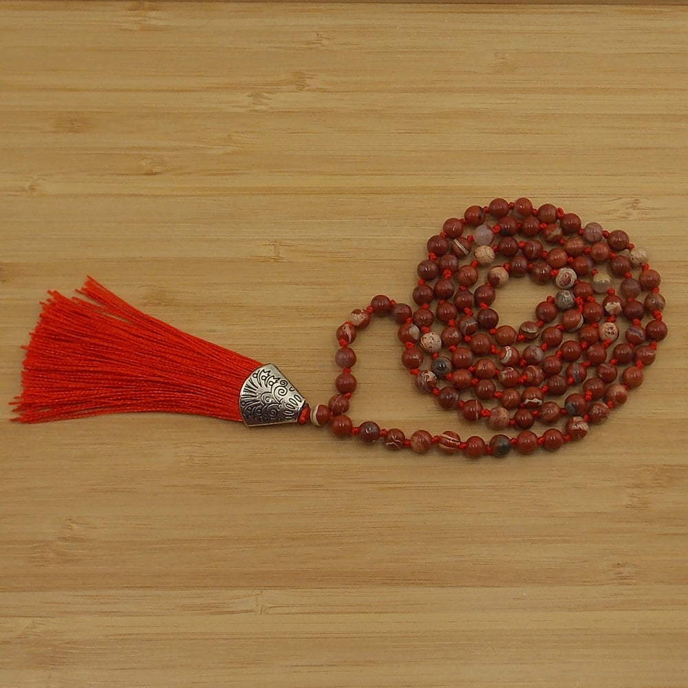 Jap Mala de 108 ctas. de 6mm de piedra natural de Jaspe rojo